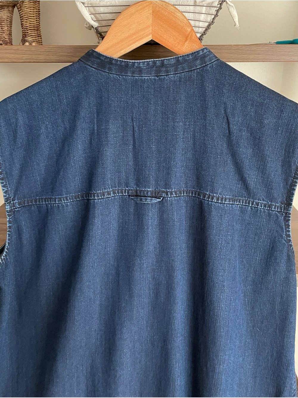 Eileen Fisher Sleeveless Button-Front Denim Tunic Dress, Size Medium - Picture 5 of 12